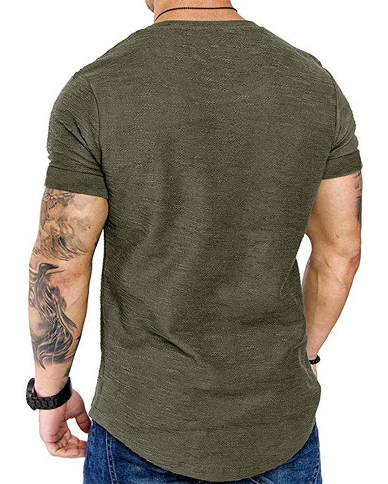 Uni Clau Fashion Mens T Shirt Muscle Gym Workout Athletic Shirt Cotton Tee Shirt Top Green - Image 3